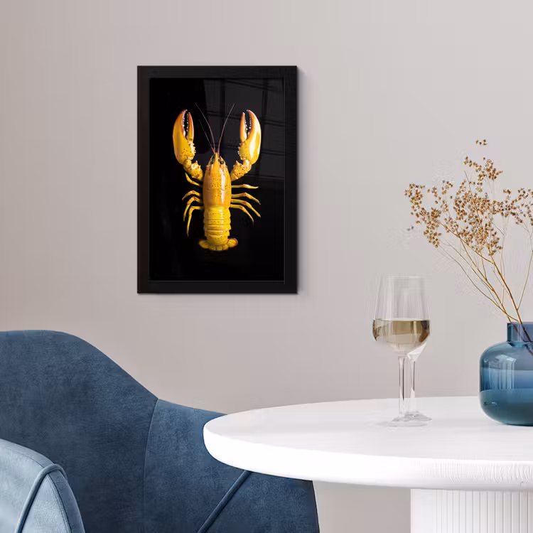 Poster met lijst - Kreeft - Geel - Stippen - Effen — 2