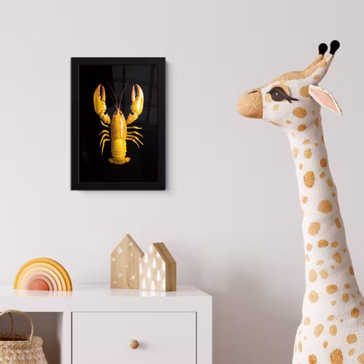 Poster met lijst - Kreeft - Geel - Stippen - Effen — 5