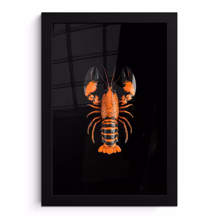 Poster met lijst - Kreeft - Oranje - Zwart - Modern — 1
