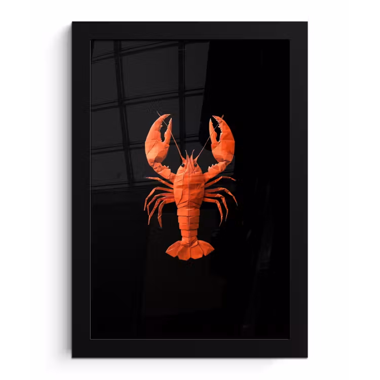 Poster met lijst - Kreeft - Papier - Origami papier - Rood — 1