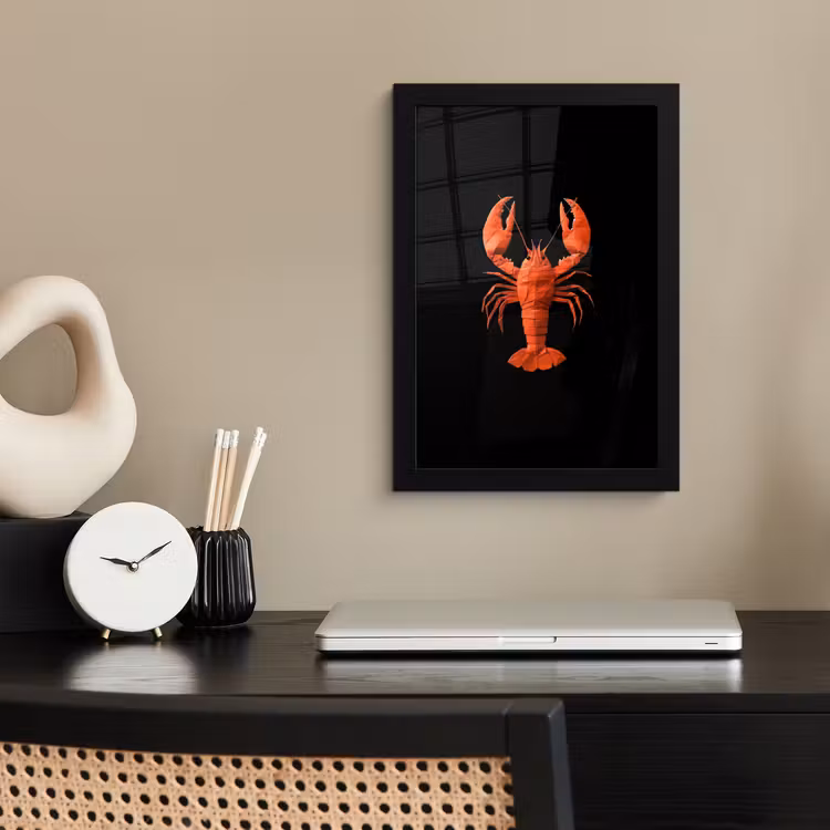 Poster met lijst - Kreeft - Papier - Origami papier - Rood — 3