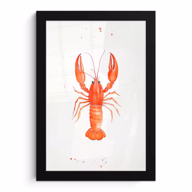 Poster met lijst - Kreeft - Waterverf - Aquarel - Oranje — 1