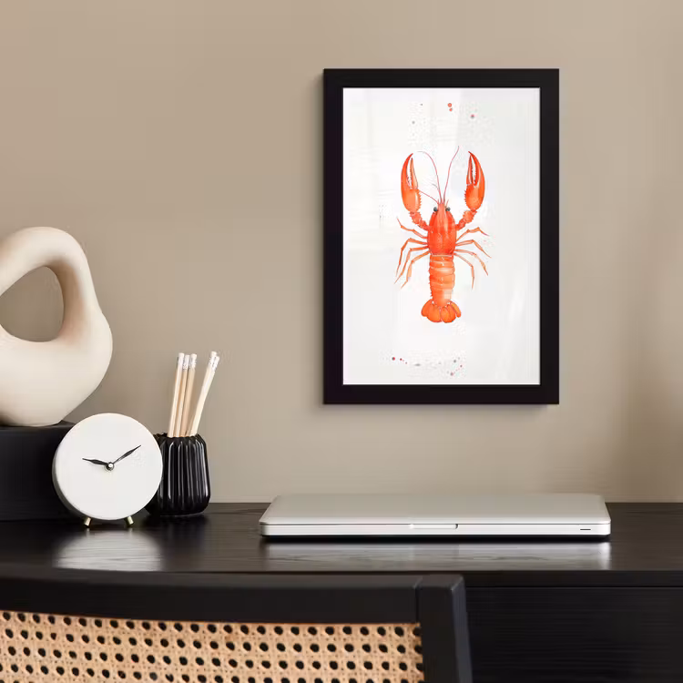 Poster met lijst - Kreeft - Waterverf - Aquarel - Oranje — 3
