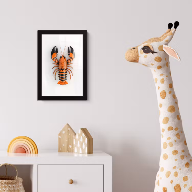 Poster met lijst - Kreeft - Zwart - Oranje - Wit - Uniek — 5