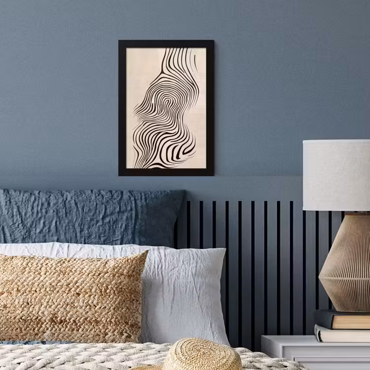 Poster met lijst - Lijnen - Abstract - Golvend - Zwart — 4