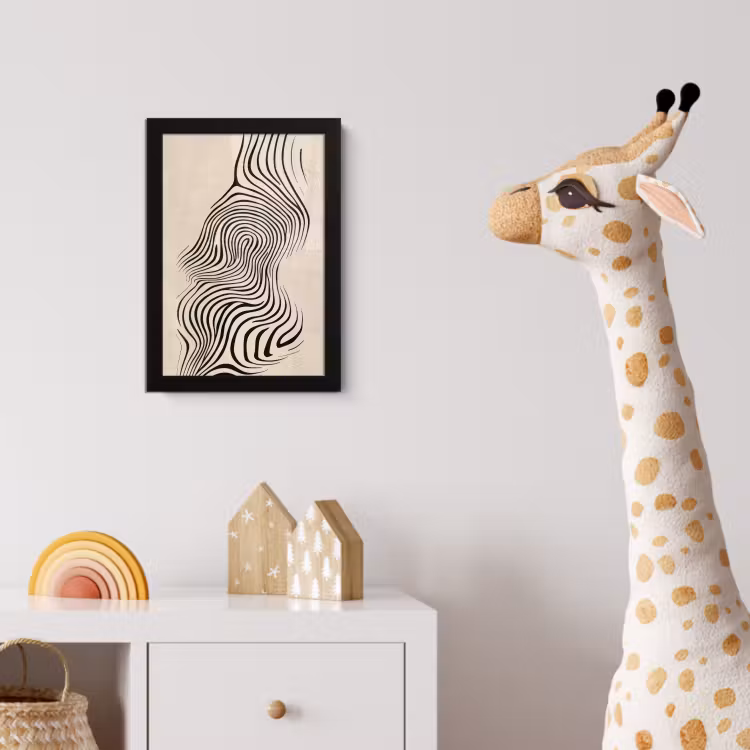 Poster met lijst - Lijnen - Abstract - Golvend - Zwart — 5