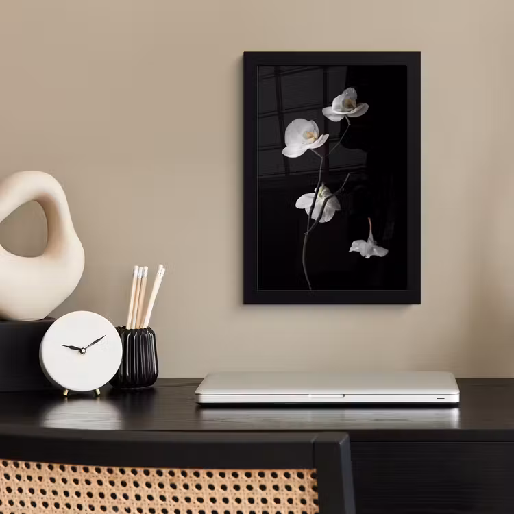 Poster met lijst - Orchidee - Bloemen - Zwart - Wit - Stilleven — 3
