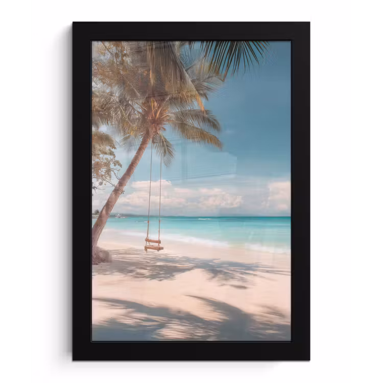 Poster met lijst - Palmboom - Schommel - Strand - Lucht — 1