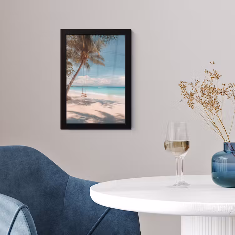Poster met lijst - Palmboom - Schommel - Strand - Lucht — 2
