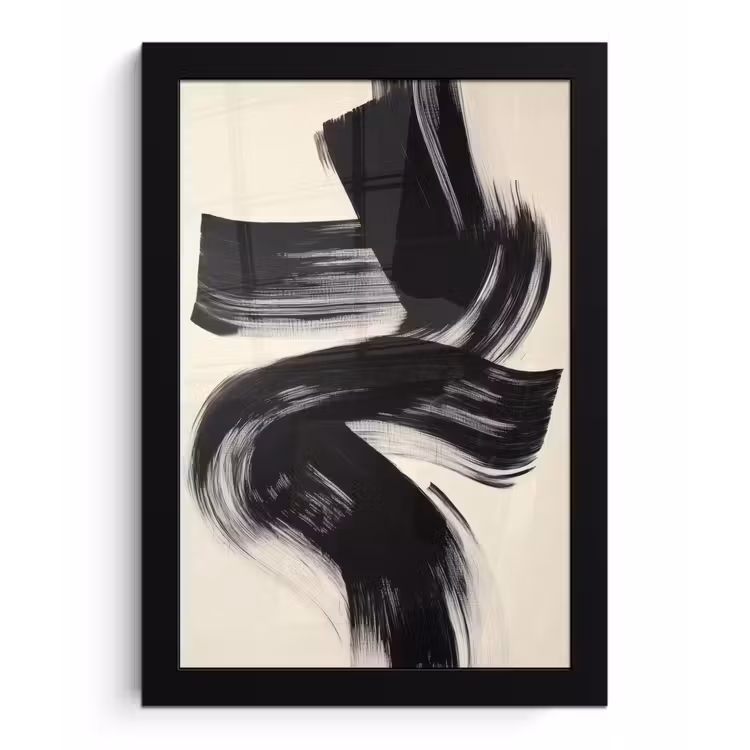 Poster met lijst - Strepen - Zwart - Abstract — 1