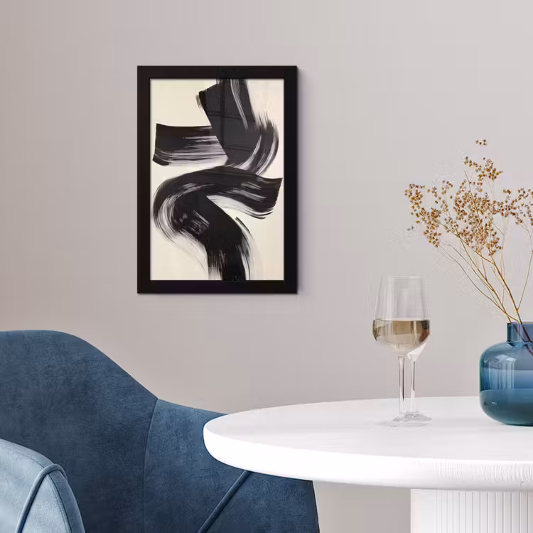 Poster met lijst - Strepen - Zwart - Abstract — 2