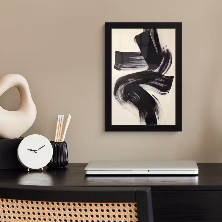 Poster met lijst - Strepen - Zwart - Abstract — 3