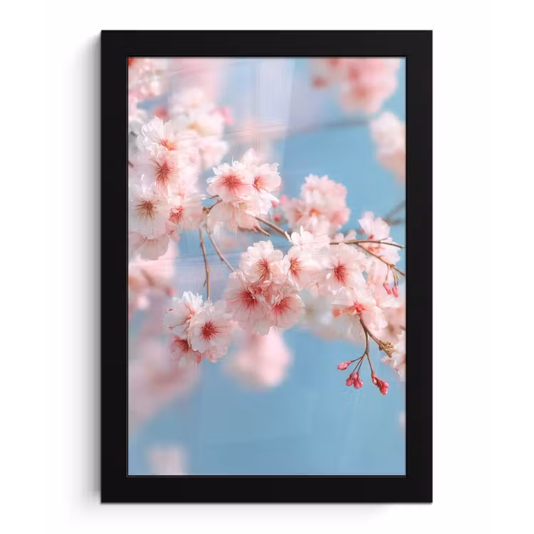 Poster met lijst - Takken - Bloesems - Roze — 1