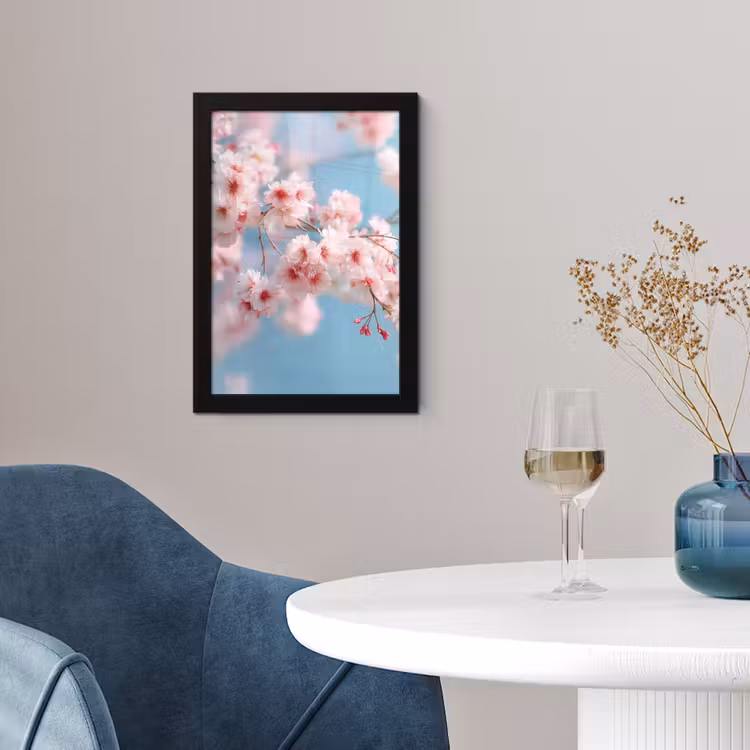 Poster met lijst - Takken - Bloesems - Roze — 2