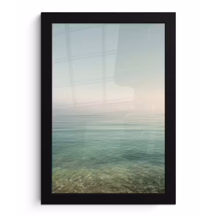 Poster met lijst - Zee - Horizon - Blauw - Mist — 1