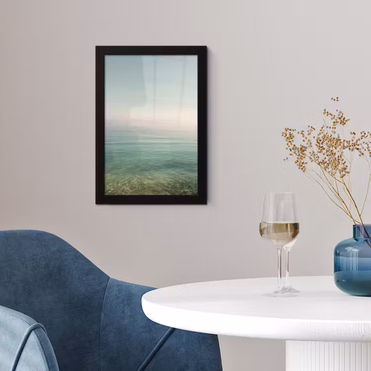 Poster met lijst - Zee - Horizon - Blauw - Mist — 2