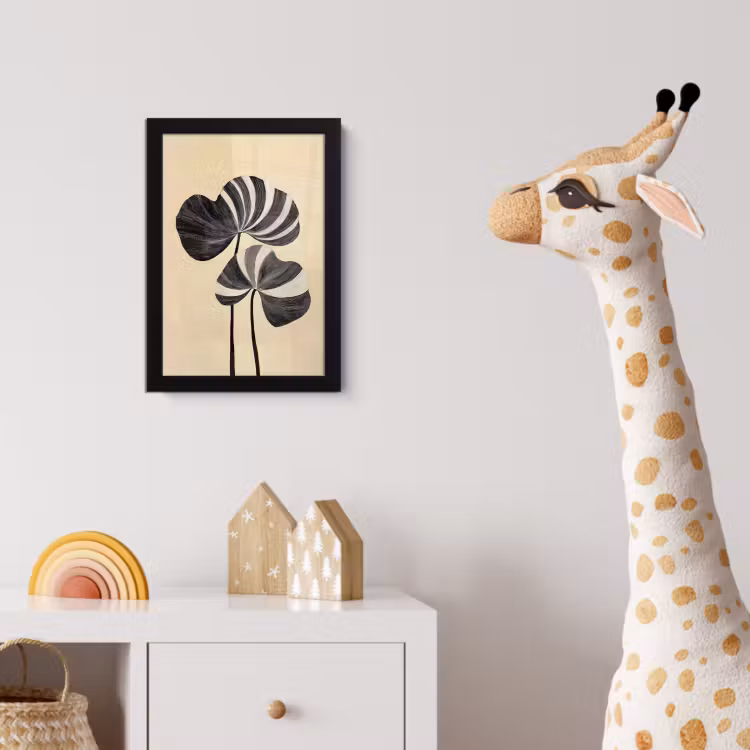 Poster met lijst - Zwart - Bladeren - Strepen - Minimalistisch — 5