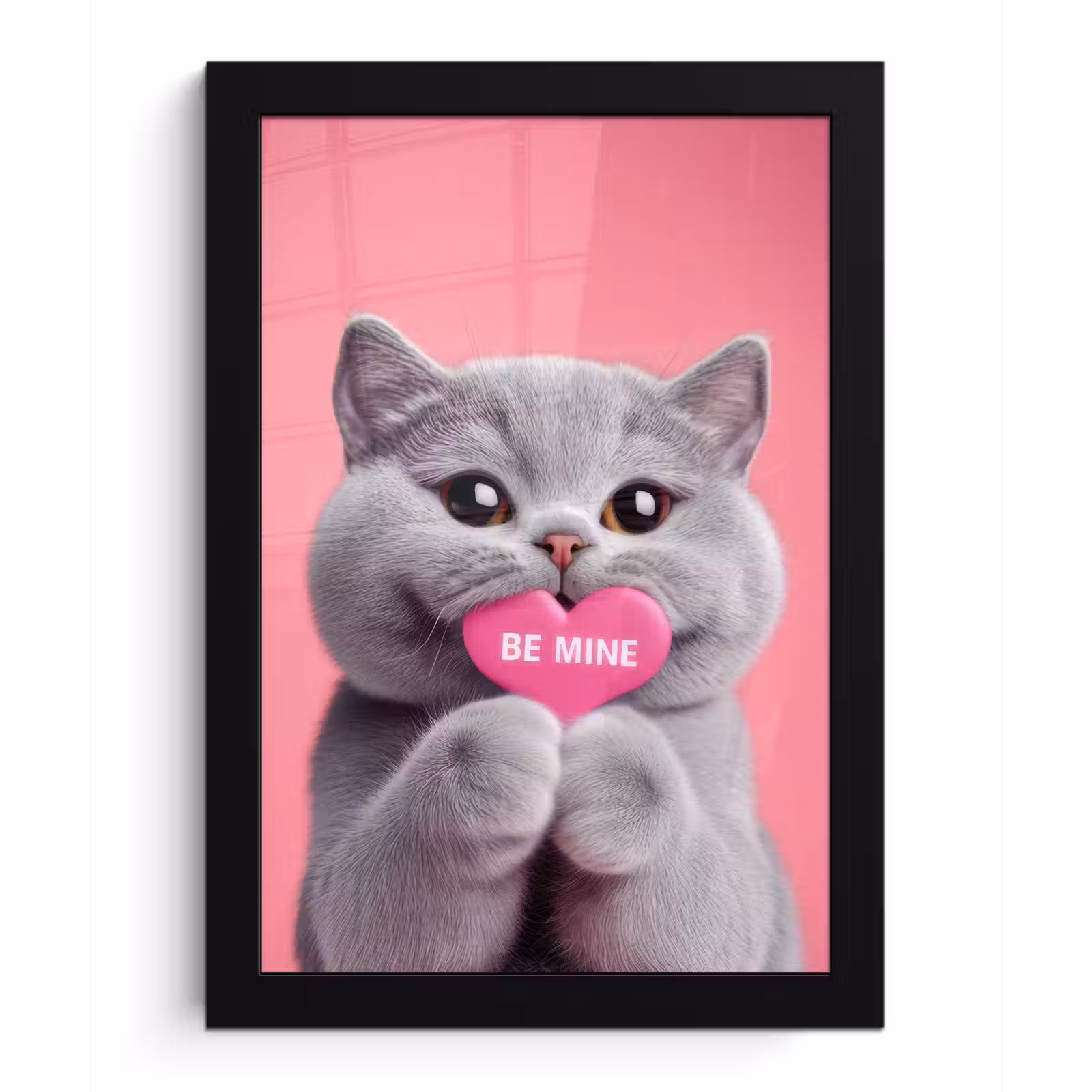 Poster met lijst - Kat - Valentijn - Roze - Liefde — 1