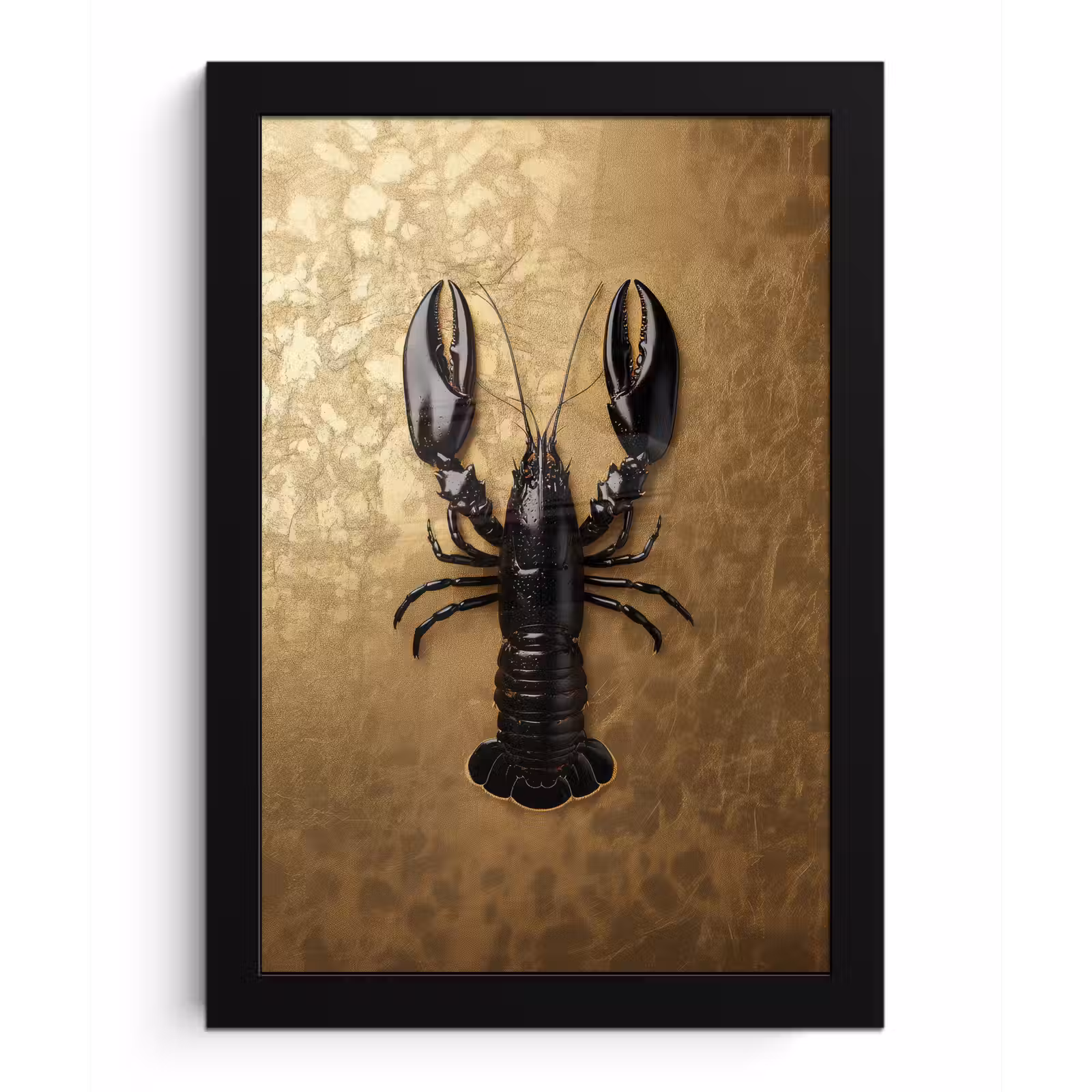 Poster met lijst - Kreeft - Zwart - Goud - Luxe — 1