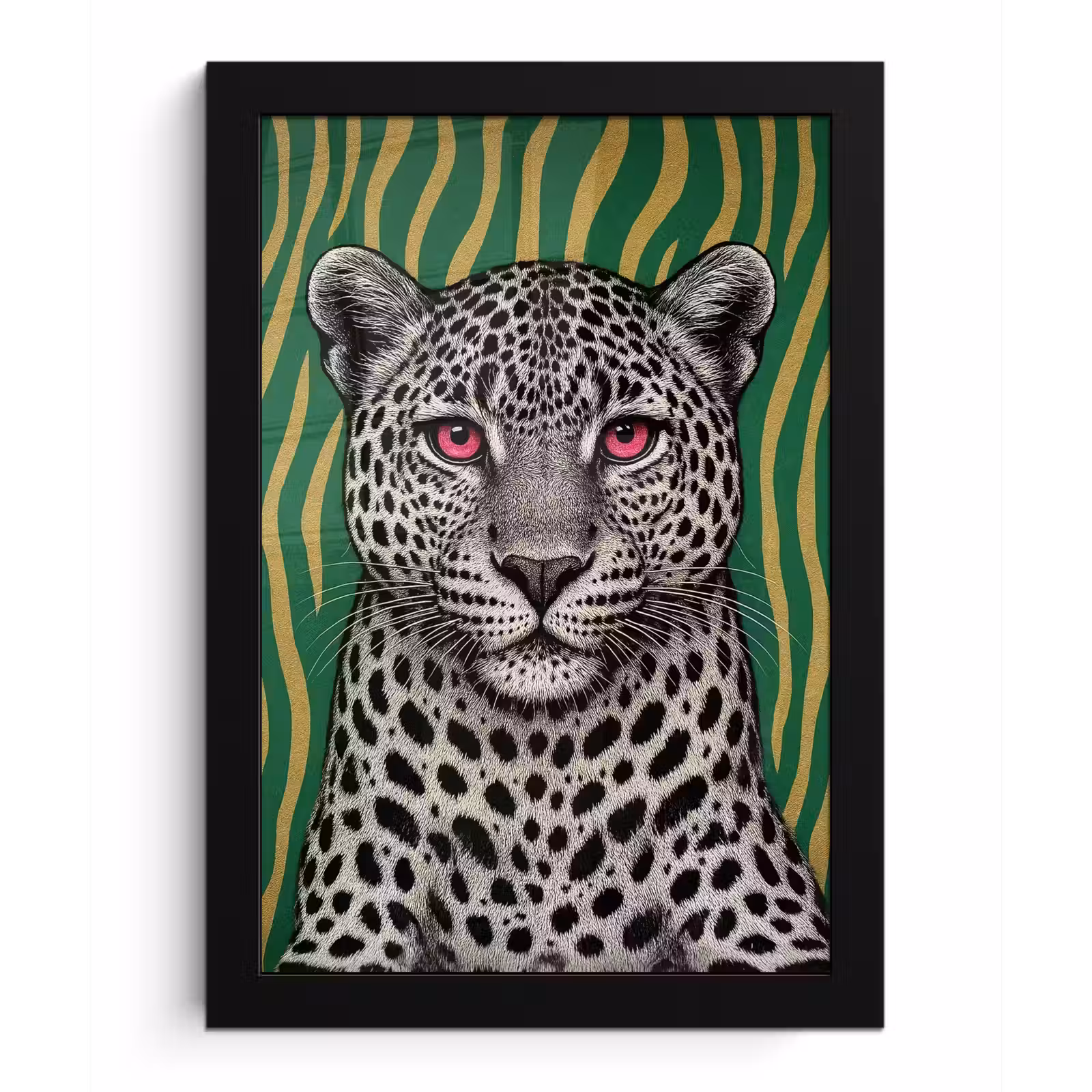 Poster met lijst - Panter - Zebrapatroon - Groen — 1