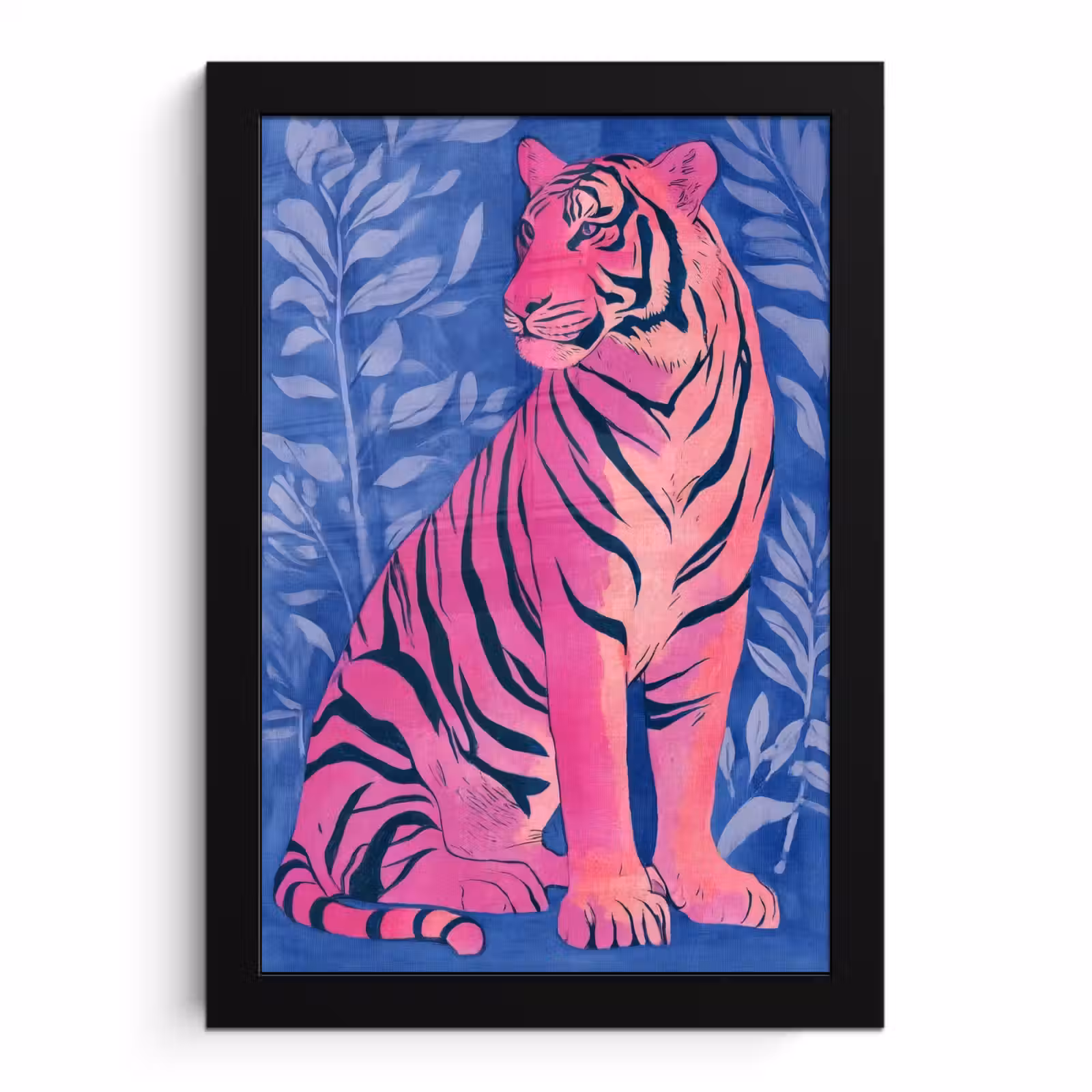 Poster met lijst - Tijger - Roze - Bladeren - Jungle — 1
