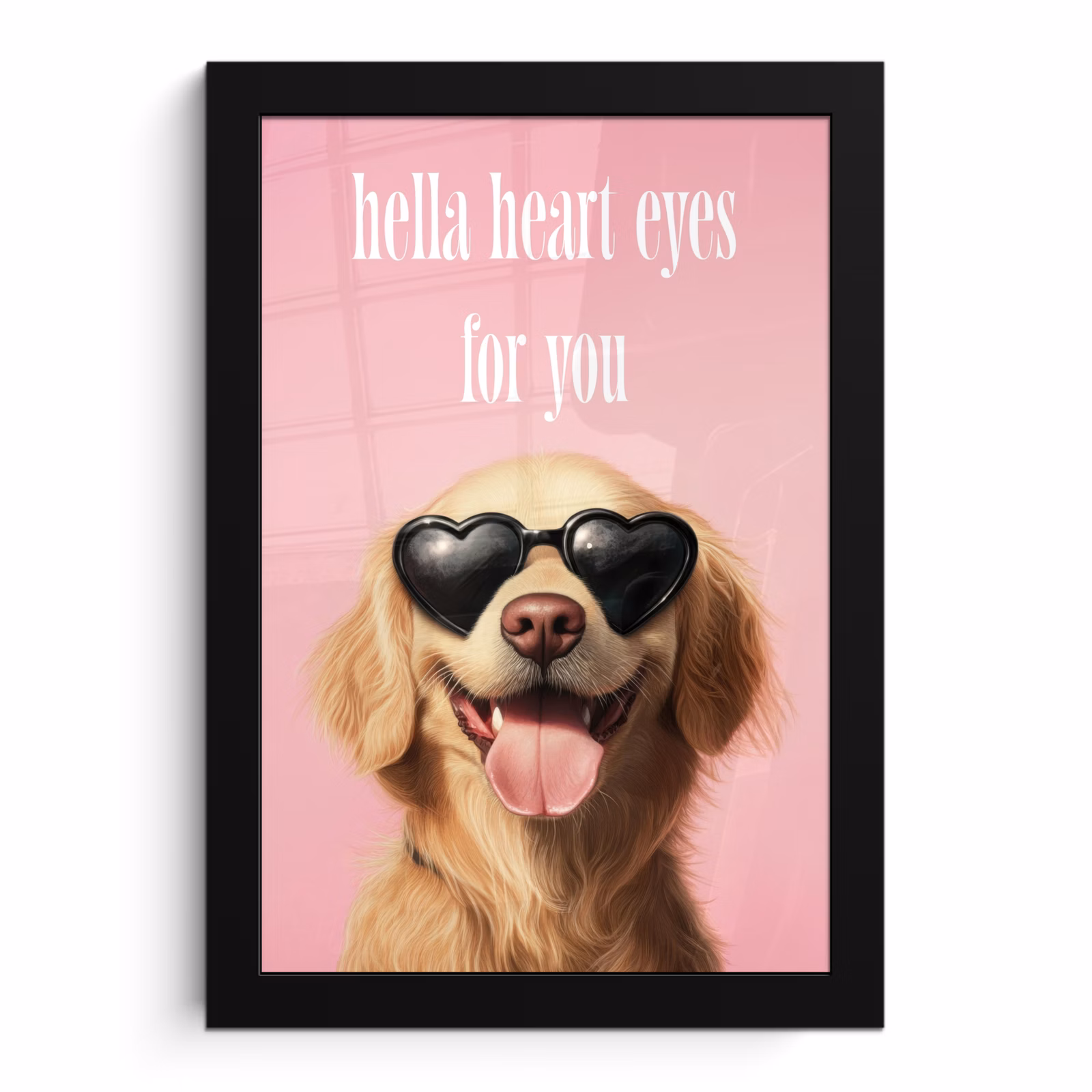 Poster met lijst - Zonnebril - Hartjes - Hond - Valentijn — 1