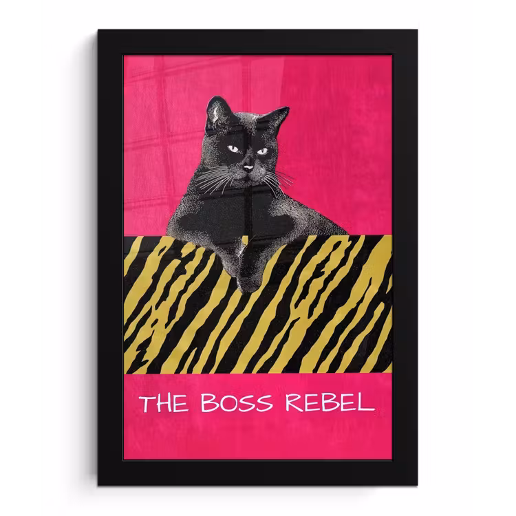 Poster met lijst - Kat - Baas - Roze - Tijgerprint — 1