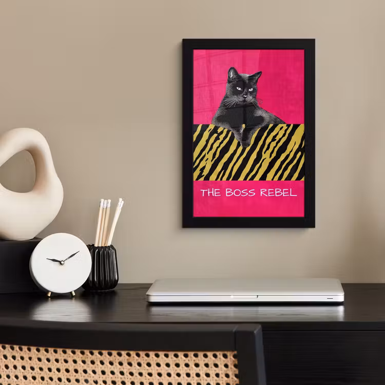 Poster met lijst - Kat - Baas - Roze - Tijgerprint — 3