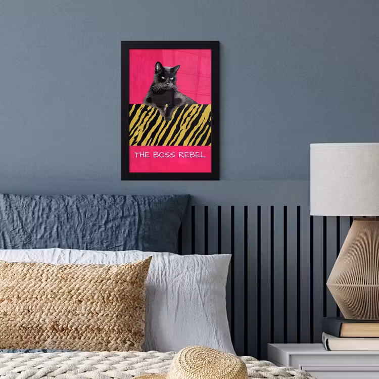 Poster met lijst - Kat - Baas - Roze - Tijgerprint — 4