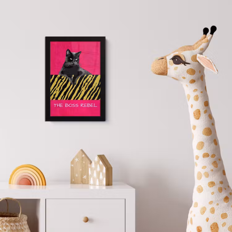 Poster met lijst - Kat - Baas - Roze - Tijgerprint — 5