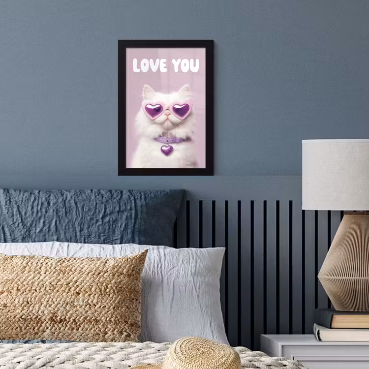 Poster met lijst - Kat - Love - Paars - Valentijn — 4