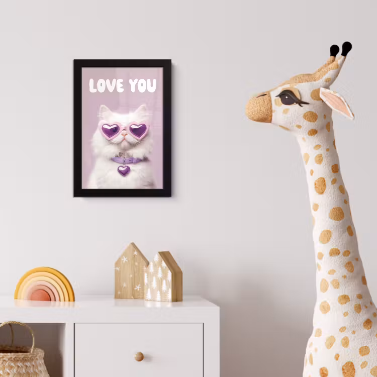Poster met lijst - Kat - Love - Paars - Valentijn — 5