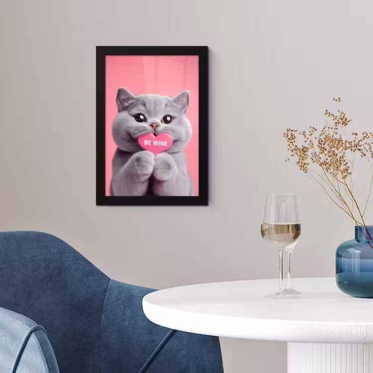 Poster met lijst - Kat - Valentijn - Roze - Liefde — 2