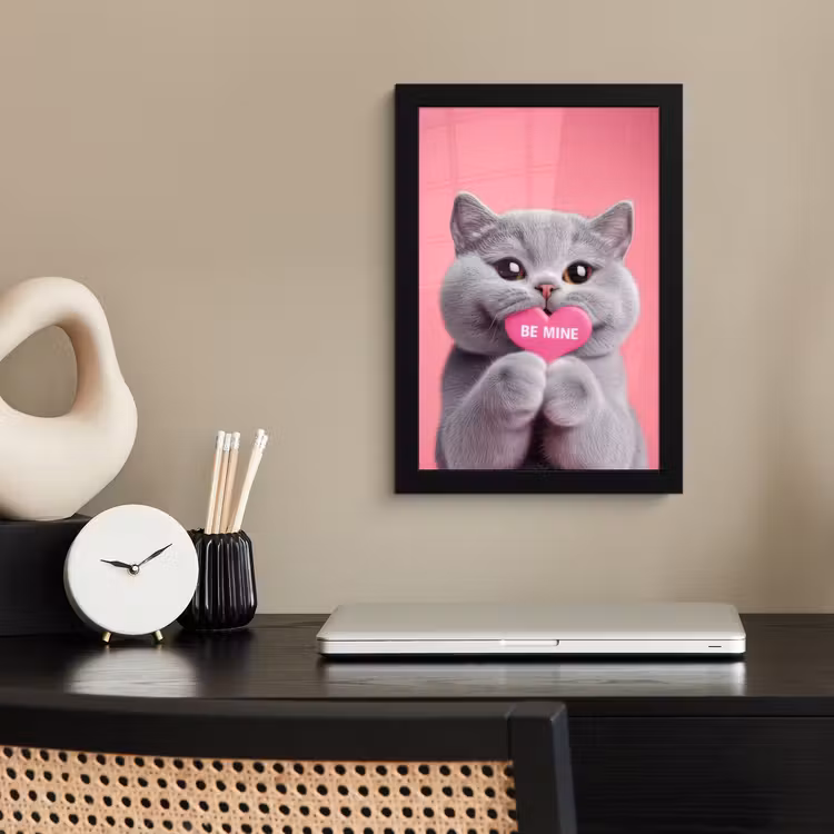 Poster met lijst - Kat - Valentijn - Roze - Liefde — 3