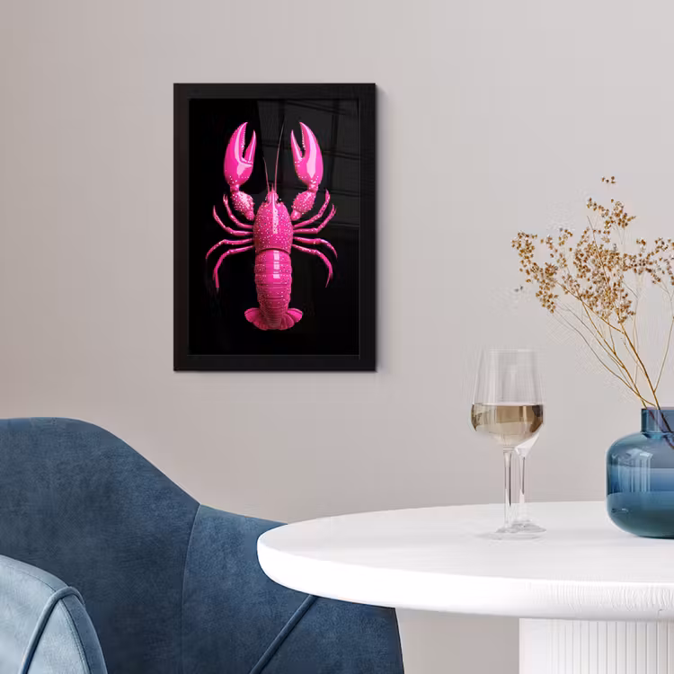 Poster met lijst - Kreeft - Felroze - Stippen - Opvallend — 2