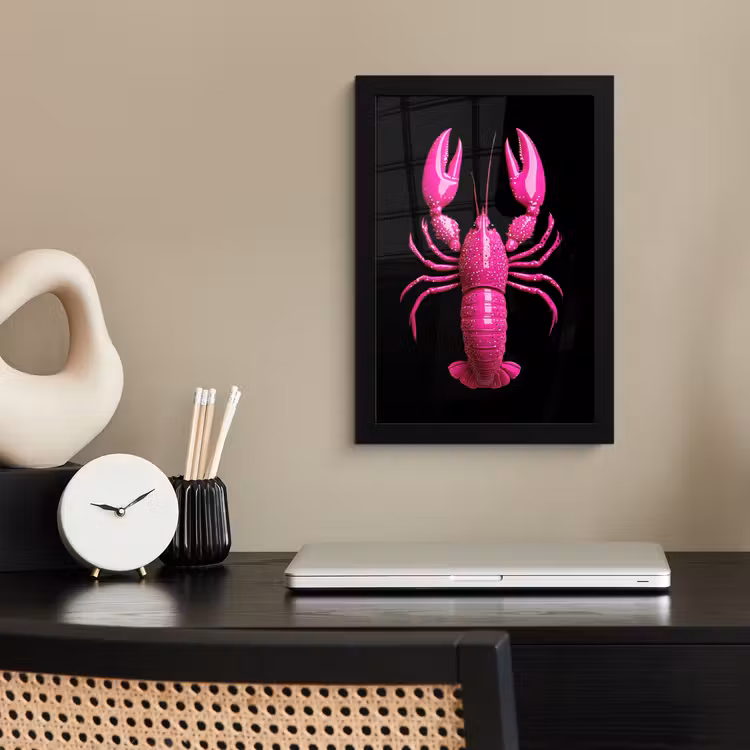 Poster met lijst - Kreeft - Felroze - Stippen - Opvallend — 3