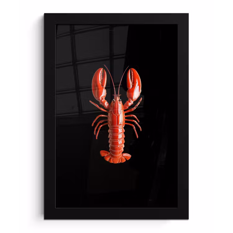 Poster met lijst - Kreeft - Glossier Rood - Zwart — 1
