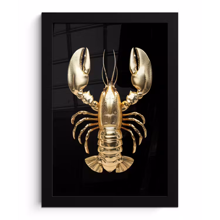 Poster met lijst - Kreeft - Goud - Textuur - Zwart — 1