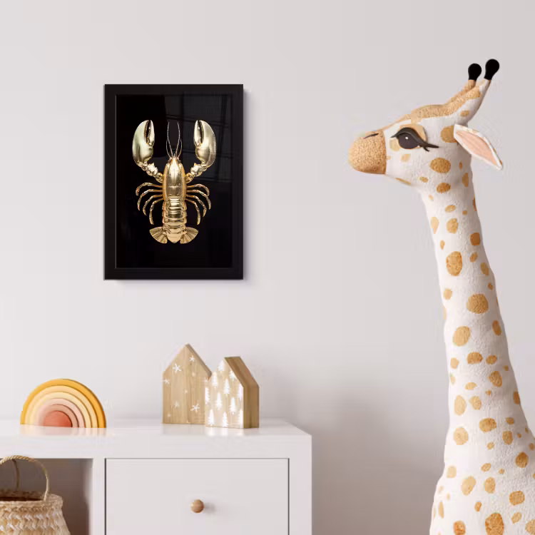 Poster met lijst - Kreeft - Goud - Textuur - Zwart — 5