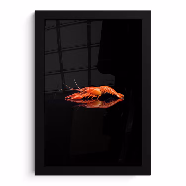 Poster met lijst - Kreeft - Oranje - Zwart - Opvallend — 1