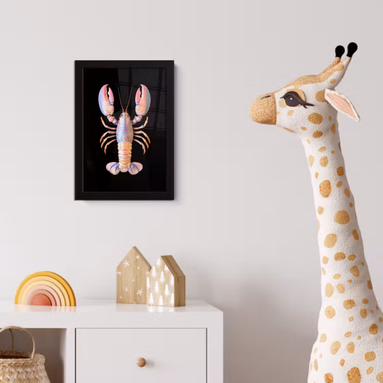 Poster met lijst - Kreeft - Roze - Zacht - Zwart — 5