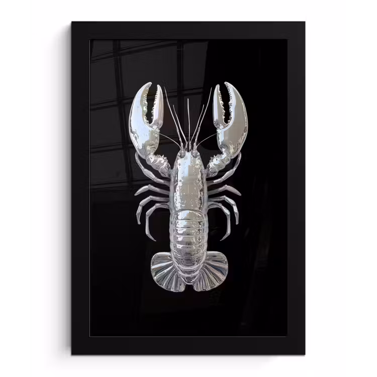 Poster met lijst - Kreeft - Zilver - Metallic - Luxe — 1