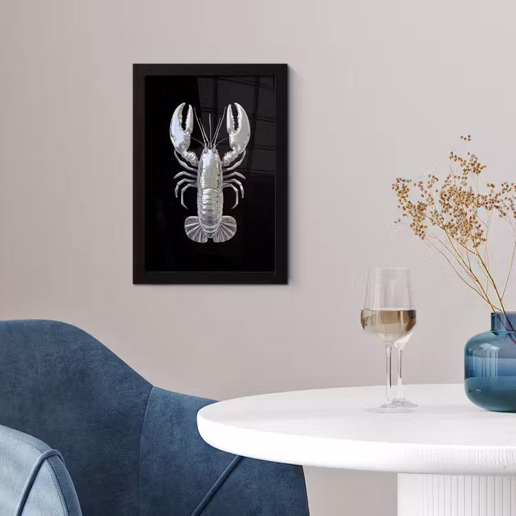 Poster met lijst - Kreeft - Zilver - Metallic - Luxe — 2