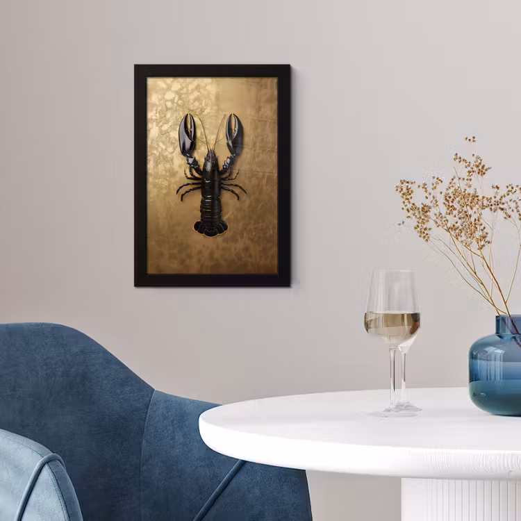 Poster met lijst - Kreeft - Zwart - Goud - Luxe — 2