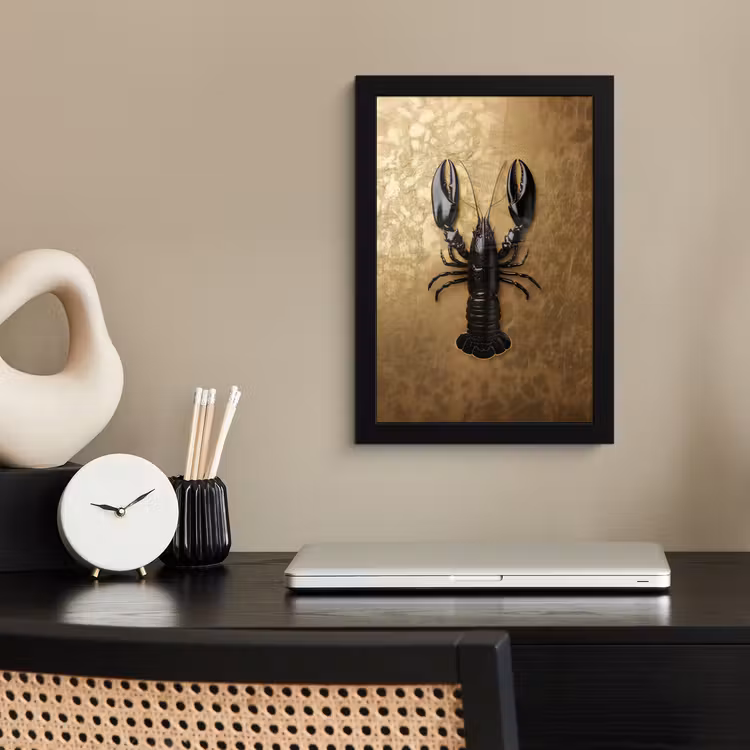Poster met lijst - Kreeft - Zwart - Goud - Luxe — 3
