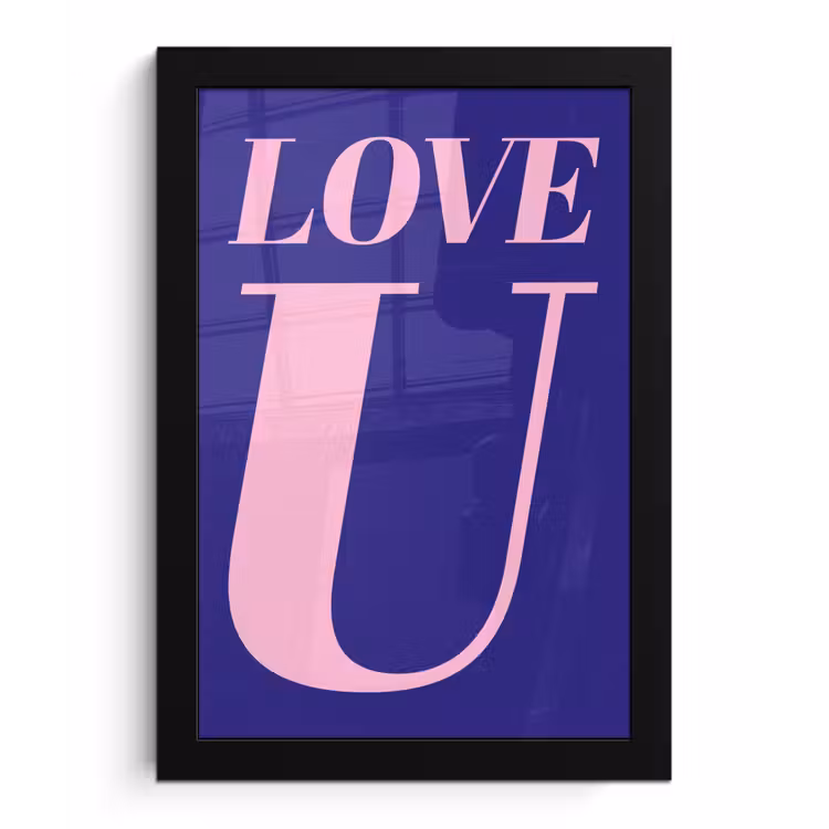 Poster met lijst - Love - Blauw - Valentijn — 1