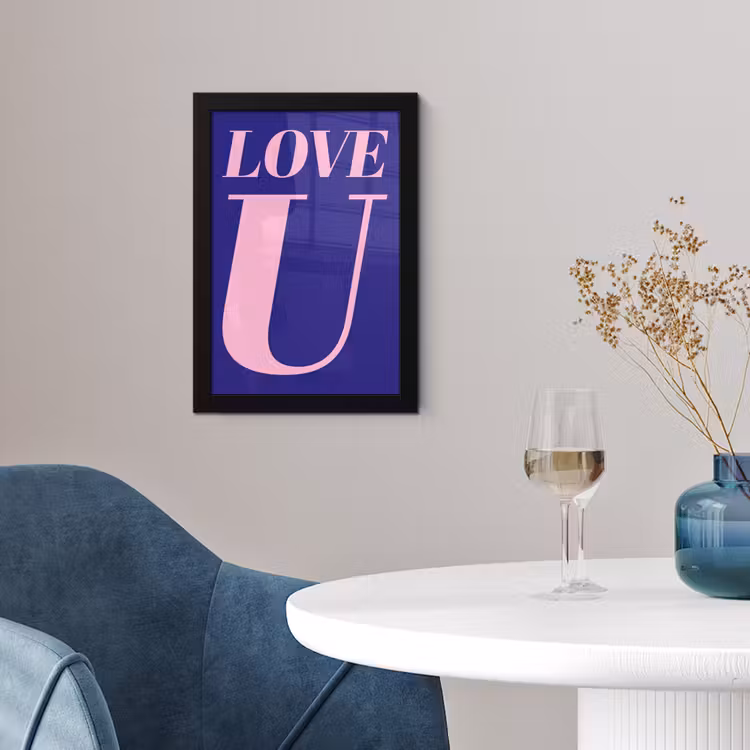 Poster met lijst - Love - Blauw - Valentijn — 2