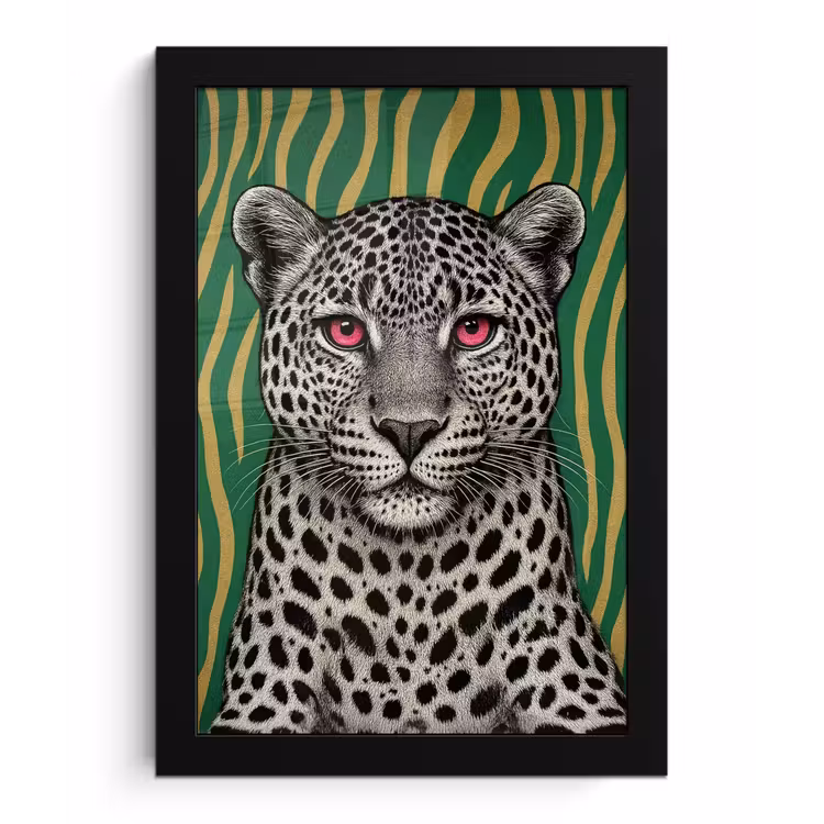 Poster met lijst - Panter - Zebrapatroon - Groen — 1