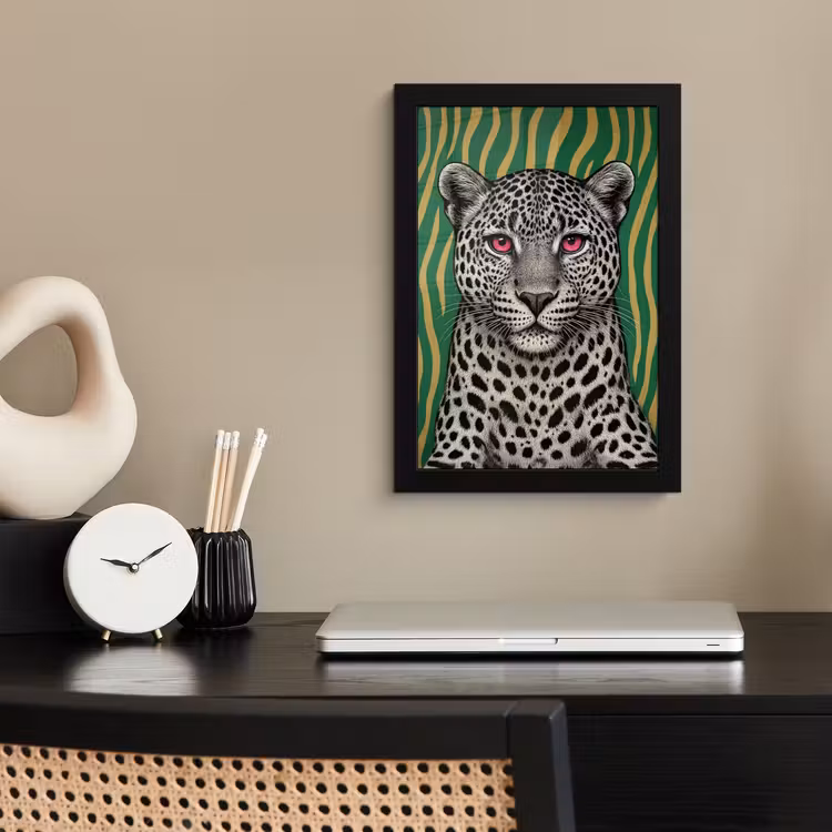 Poster met lijst - Panter - Zebrapatroon - Groen — 3