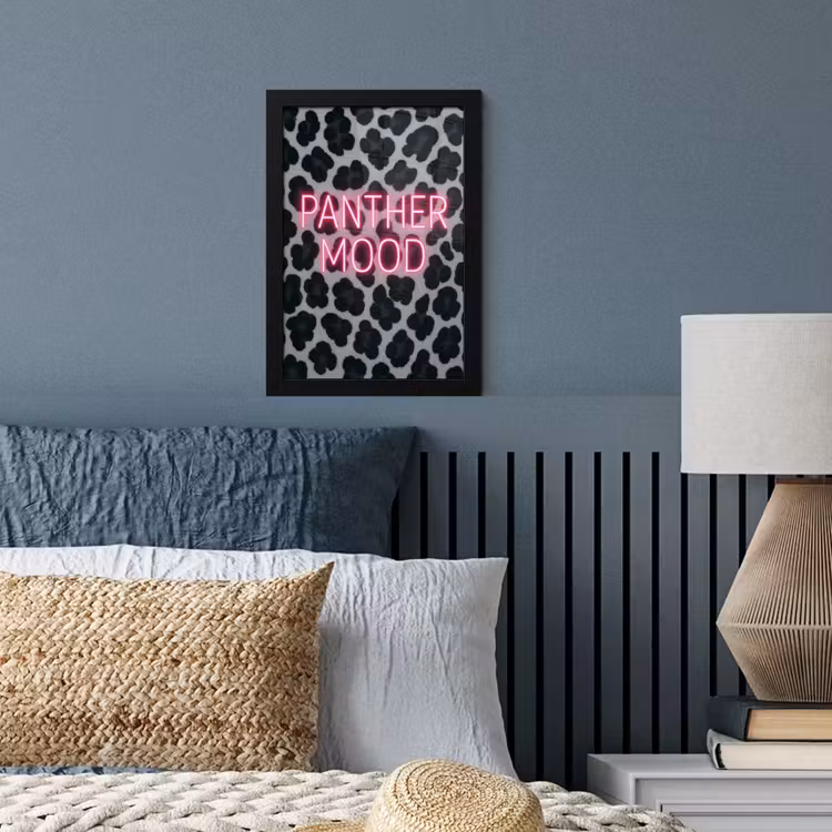 Poster met lijst - Panterprint - Zwart - Neonletters - Roze — 4